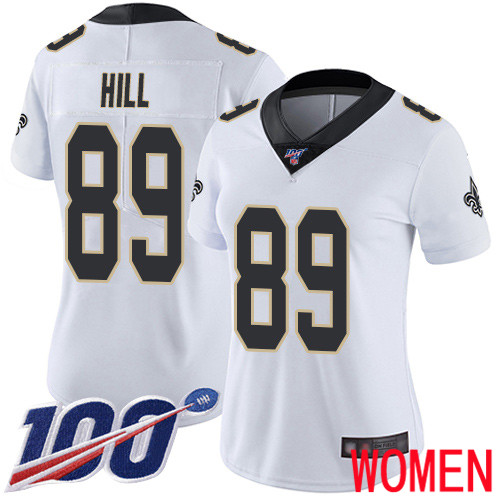 New Orleans Saints Limited White Women Josh Hill Road Jersey NFL Football #89 100th Season Vapor Untouchable Jersey->youth nfl jersey->Youth Jersey